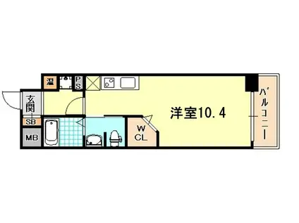 ラ・ウェゾン湊川公園(ワンルーム/12階)の間取り写真