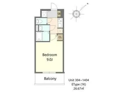 S-RESIDENCE堺ALTKLAS(1K/9階)の間取り写真