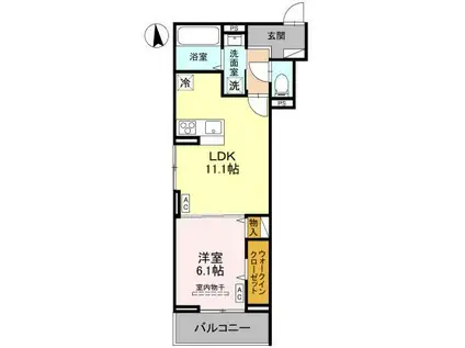 草加市氷川町PJIV A(1LDK/3階)の間取り写真