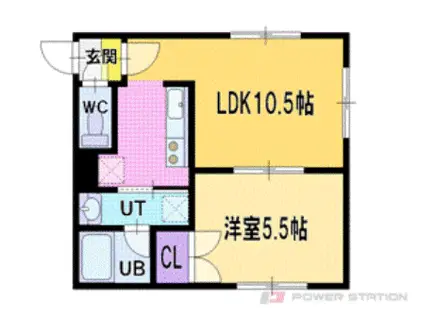 ハイツグリーンヒル(1LDK/2階)の間取り写真
