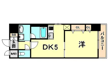 プレジール三ノ宮II(1DK/7階)の間取り写真