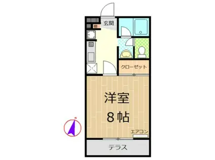 HILLS大坂(1K/2階)の間取り写真