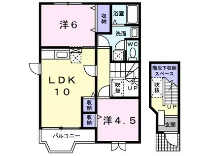 ピ-コックB(2LDK/2階)の間取り写真