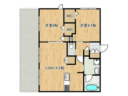 登戸ヘーベルメゾン西棟(2LDK/1階)の間取り写真