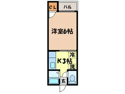 アタゴコーポ(1K/2階)の間取り写真