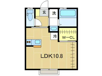 桜アパートA(ワンルーム/2階)の間取り写真