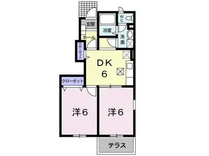 コモド・タウン・M-A(2DK/1階)の間取り写真