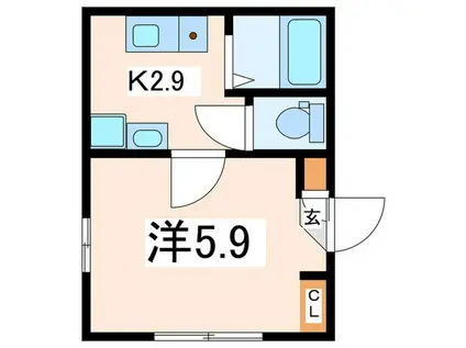 西逸見町(1K/2階)の間取り写真
