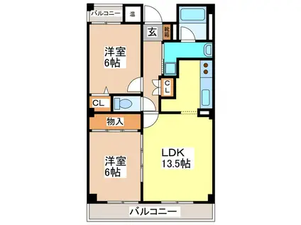 メゾンレーベン(2LDK/2階)の間取り写真