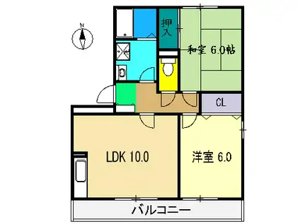 セジュール池上(2LDK/2階)の間取り写真