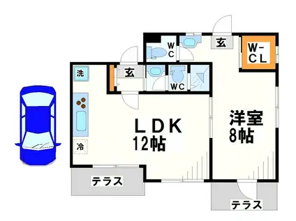 ドミール蓬(1LDK/1階)の間取り写真