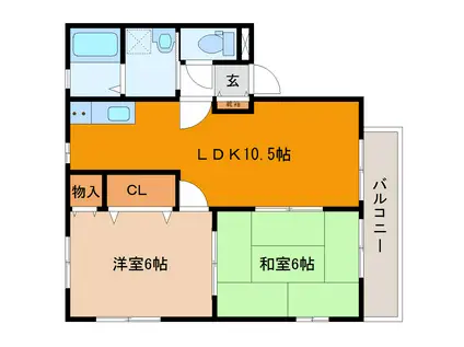 エンジョイ東町(2LDK/2階)の間取り写真