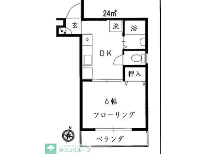 スカイハイツ(1K/3階)の間取り写真