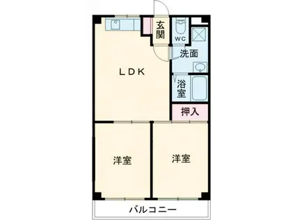 OPUS1(2LDK/2階)の間取り写真