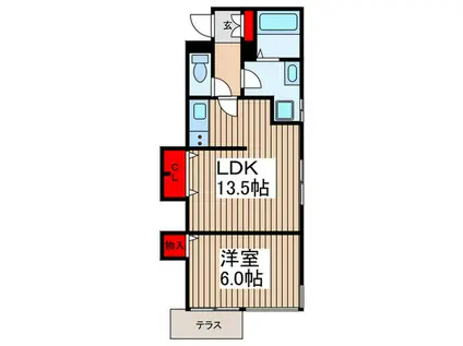 ヴィラ東川口(1LDK/1階)の間取り写真