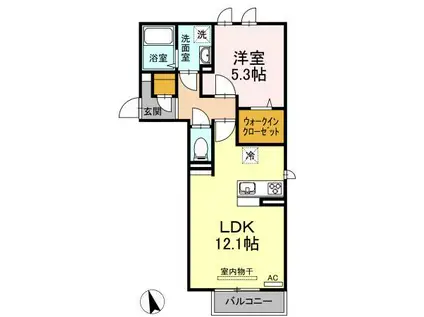 シューティングスター(1LDK/2階)の間取り写真