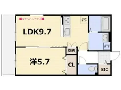 FORCE西院(1LDK/3階)の間取り写真