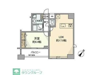 ベルファース水天宮前(1LDK/12階)の間取り写真