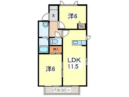 ベルメゾン(2LDK/2階)の間取り写真