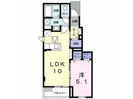 ラフォルテ III(1LDK/1階)の間取り写真