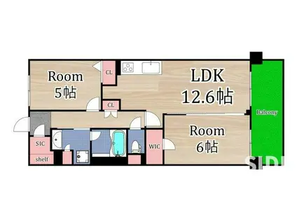 プレサンスロジェ都島本通ウエスト(2LDK/2階)の間取り写真