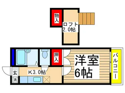 ピークハイムA(1K/2階)の間取り写真