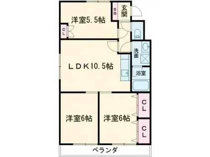 サンハイツ太平洋(3LDK/2階)の間取り写真