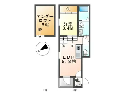 メゾン・ド・サントリナ(1LDK/1階)の間取り写真