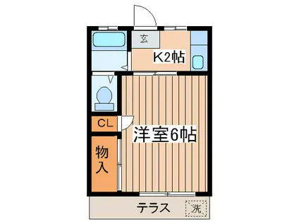 コーポ榎戸 2(1K/1階)の間取り写真