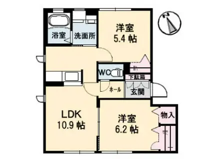 ヴァン・ベ-ルD棟(2LDK/2階)の間取り写真