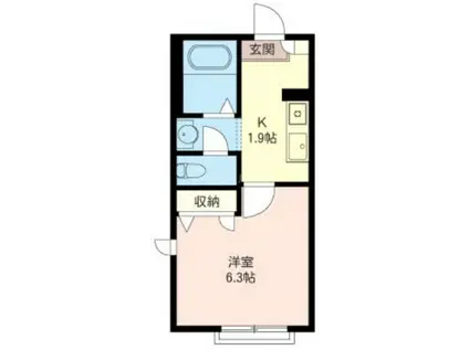 ポートシャイン(1K/1階)の間取り写真