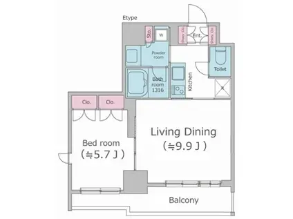 パークフラッツ渋谷代官山 4階(1LDK/4階)の間取り写真