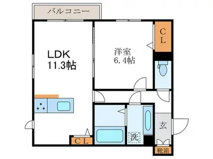 シャーメゾンKOJIMA(1LDK/1階)の間取り写真