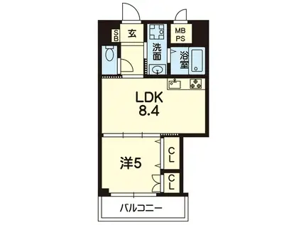 RJR水前寺(1LDK/7階)の間取り写真