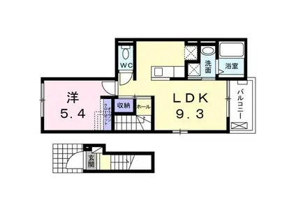 ネクスト ドア(1LDK/2階)の間取り写真