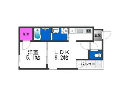 フジパレス住吉長居II番館(1LDK/3階)の間取り写真