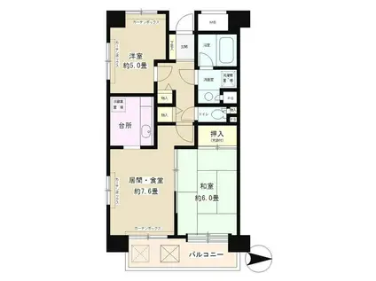 フレスコ川崎(2LDK/4階)の間取り写真