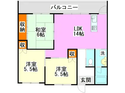 第8江藤ビル(3LDK/1階)の間取り写真