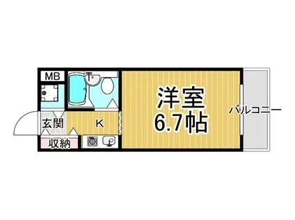 ジョイフル塚口(1K/1階)の間取り写真