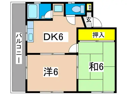 タクミビル(2DK/4階)の間取り写真