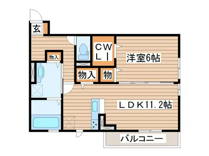 グランドール西勝山(1LDK/2階)の間取り写真