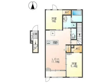 ラフェリーチェ(2LDK/2階)の間取り写真