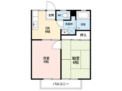 駒之舞アパート(2DK/2階)の間取り写真