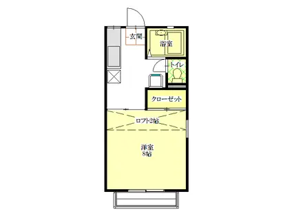サイクラメンハイツB棟(1K/2階)の間取り写真
