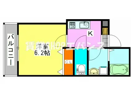 ジーメゾン船橋二宮(1K/3階)の間取り写真