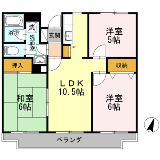 湘南藤沢ユーマンション(3LDK/1階)の間取り写真