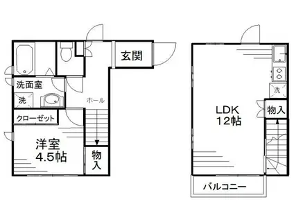 アパートメント ハナ(1LDK/2階)の間取り写真