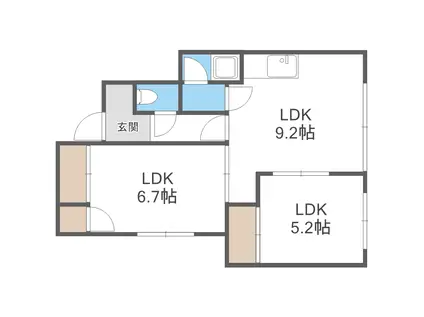 コーポたなか(2LDK/2階)の間取り写真
