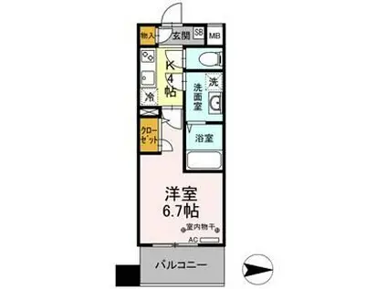 コンフォートレジデンス仙台東口(1K/4階)の間取り写真