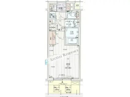 クリスタルグランツみなとシティ(1K/7階)の間取り写真